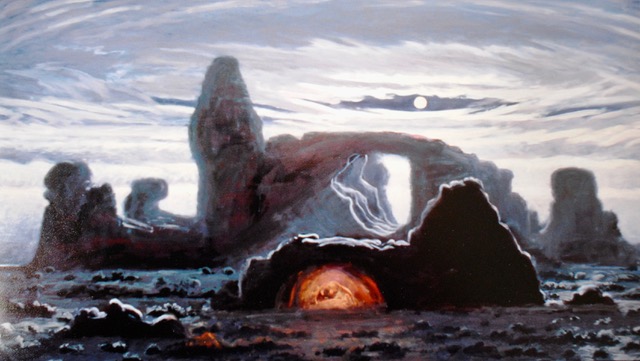 Turret Arch by Moonlight, 1988, oil on canvas, 48 x 80 (destroyed)