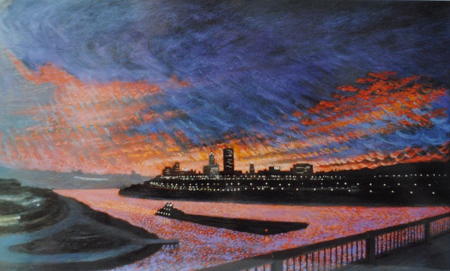 Pittsburgh Evening Storm, 1993, oil on canvas, 28 x 46