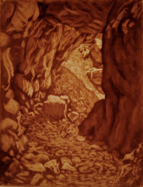 Cave Near Ouray, Colorado, 1962, pastel, (old photo - lost drawing)