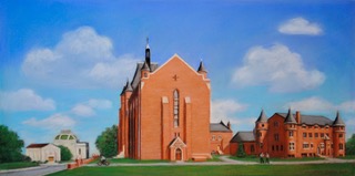 Central Catholic with Rodef Shalom, 2024, pastel, 11.5x23