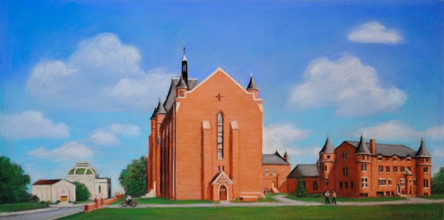 Central Catholic with Rodef Shalom, 2024, pastel, 11.5 x 23