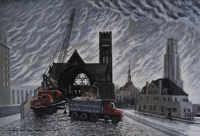 The Destruction of City Ministries 1987/2022, watercolor, 14.5 x 21.5