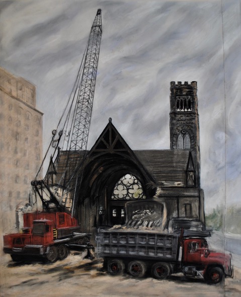 City Ministries Destroyed, 1985, pastel, 34.5 x 30.5
