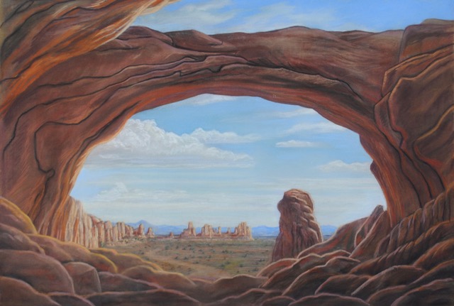 Double Arch, 1977, pastel, 23 x 39