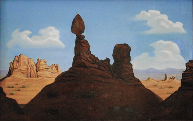Balanced Rock, Arches Park, 2019, oil on canvas, 13.5 x 21.5