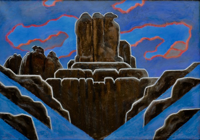 Penguins, Arches Park, 2019, oil on canvas, 18 x 26