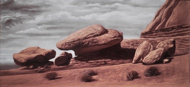 Boulders, 1974, pastel, 17 x 37.5