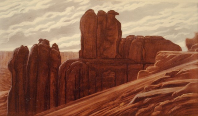 Penguins, Arches Park, 1977, pastel, 16 x 26.5