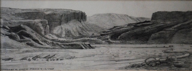 Colorado National Monument, March, 1967, graphite, 2.75 x 7.75