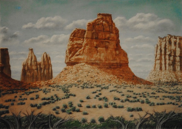 Independence Rock, Colorado National Monument, 1967, pastel, approx. 18 x 24