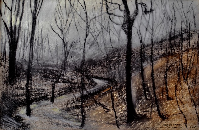 Frick Park, Morning, 1969, pastel, 11 x 17