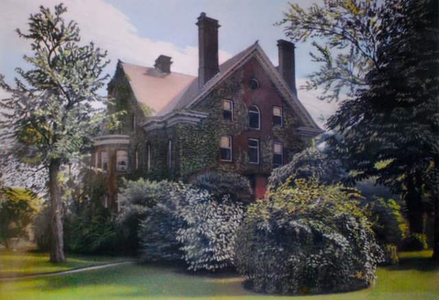 The Hunt Residence, 1971, pastel, 17 x 22