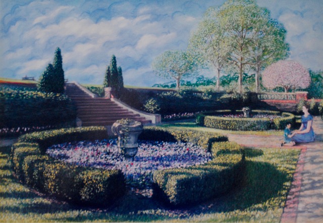 Mellon Park, Circular Hedges, 1997, pastel, 20 x 28