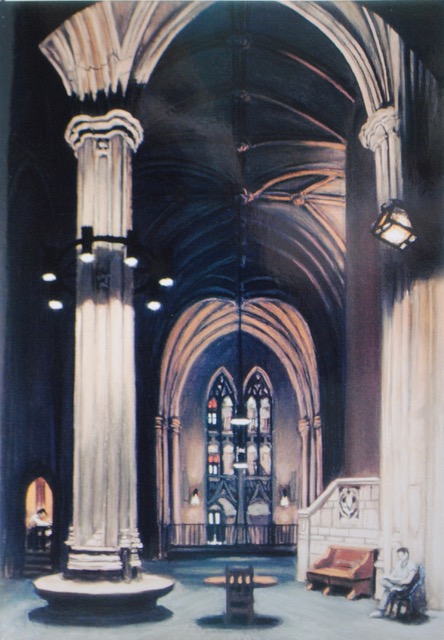Commons Room, Facing West, 1986, pastel, 17 x 14