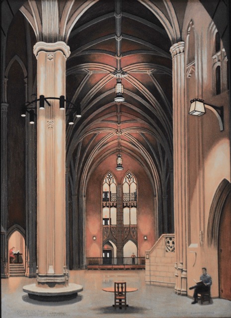 Commons Room Facing West, 2023, oil on canvas, 33 x 24