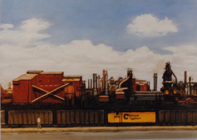 Aliquippa Steel Works, 1989, pastel, 9 x 12