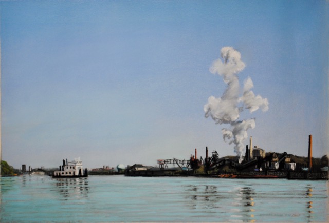 Steam Cloud On The Ohio, 1986/2025, pastel, 14 x 20.5