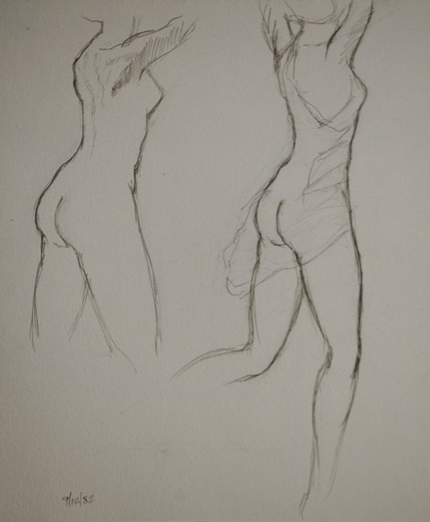 Imaginary Sketches of Carole as Daphne, 9/12/1982, graphite, 9.75 x 8.5