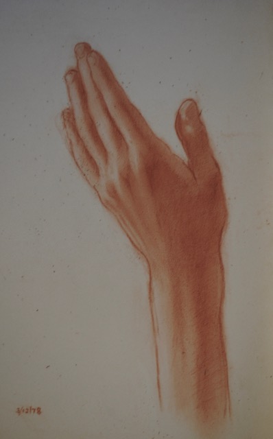Carole’s Left Hand, 3/12/1978, red chalk, 9.5 x 6.5