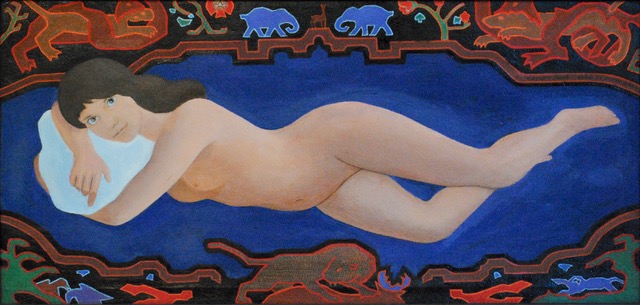 Sanctuary, 2024, oil on canvas, 18 x 38