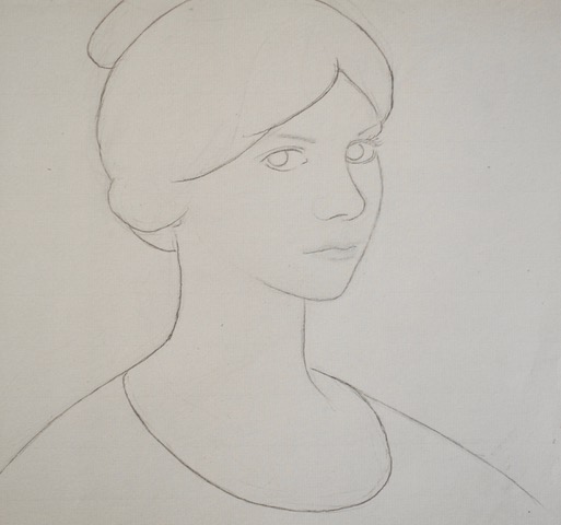 Carole, Head and Shoulders, 1972/ 2021 graphite, 11 x 12